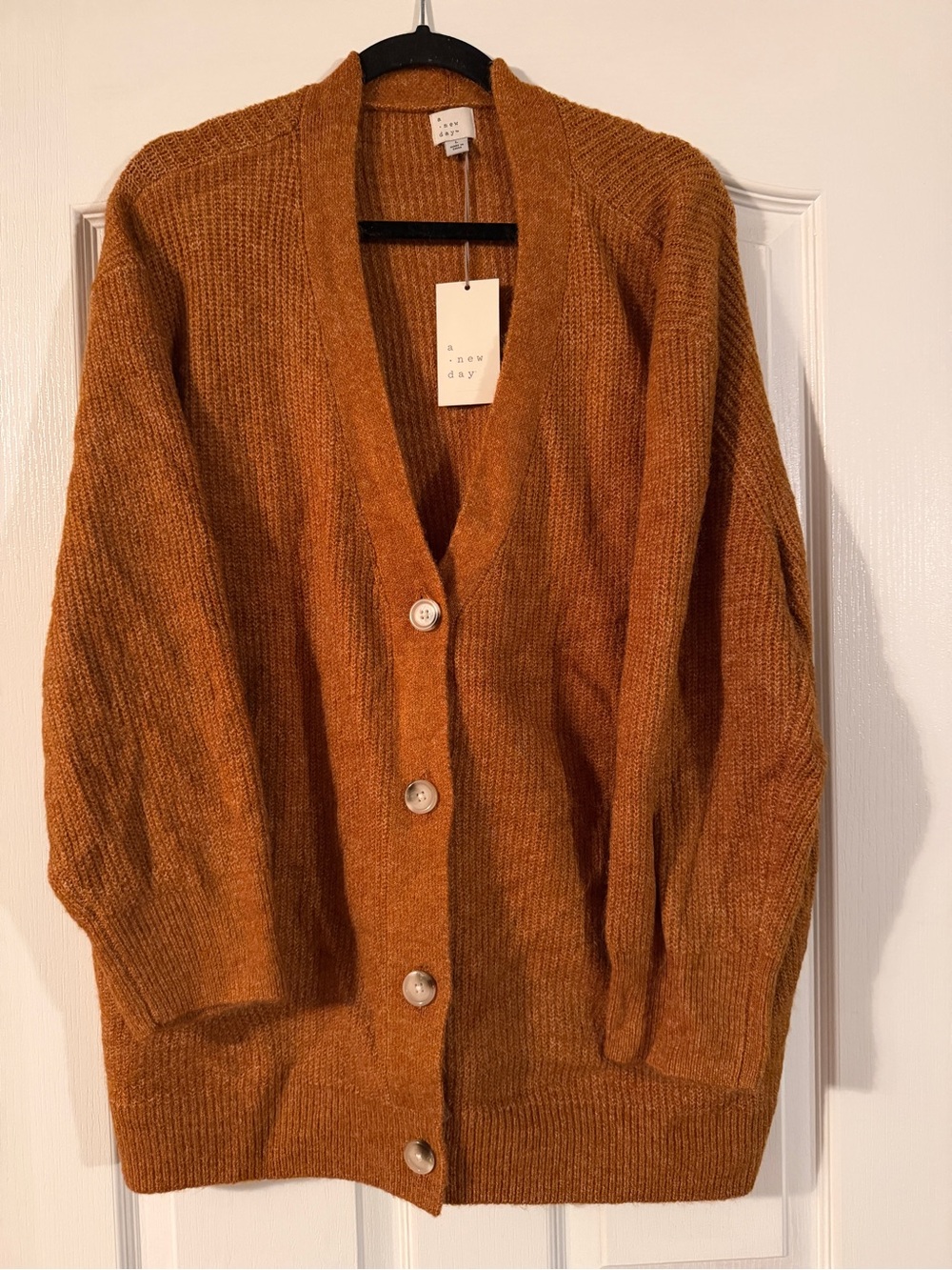 a new day Rust Orange Button-Front V-Neck Cardigan
